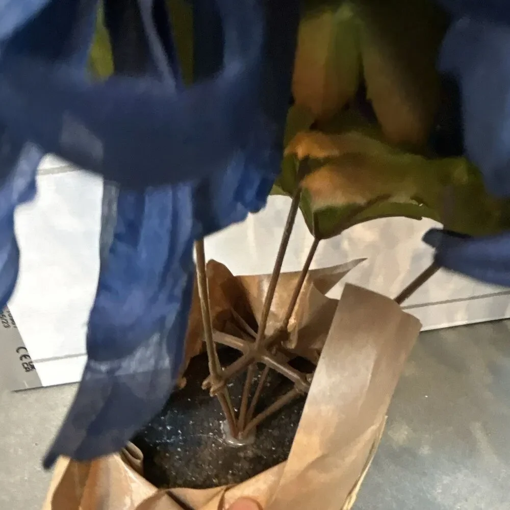 Ashland Potted Dark Blue Mum Artificial Flowers Bundle of 2